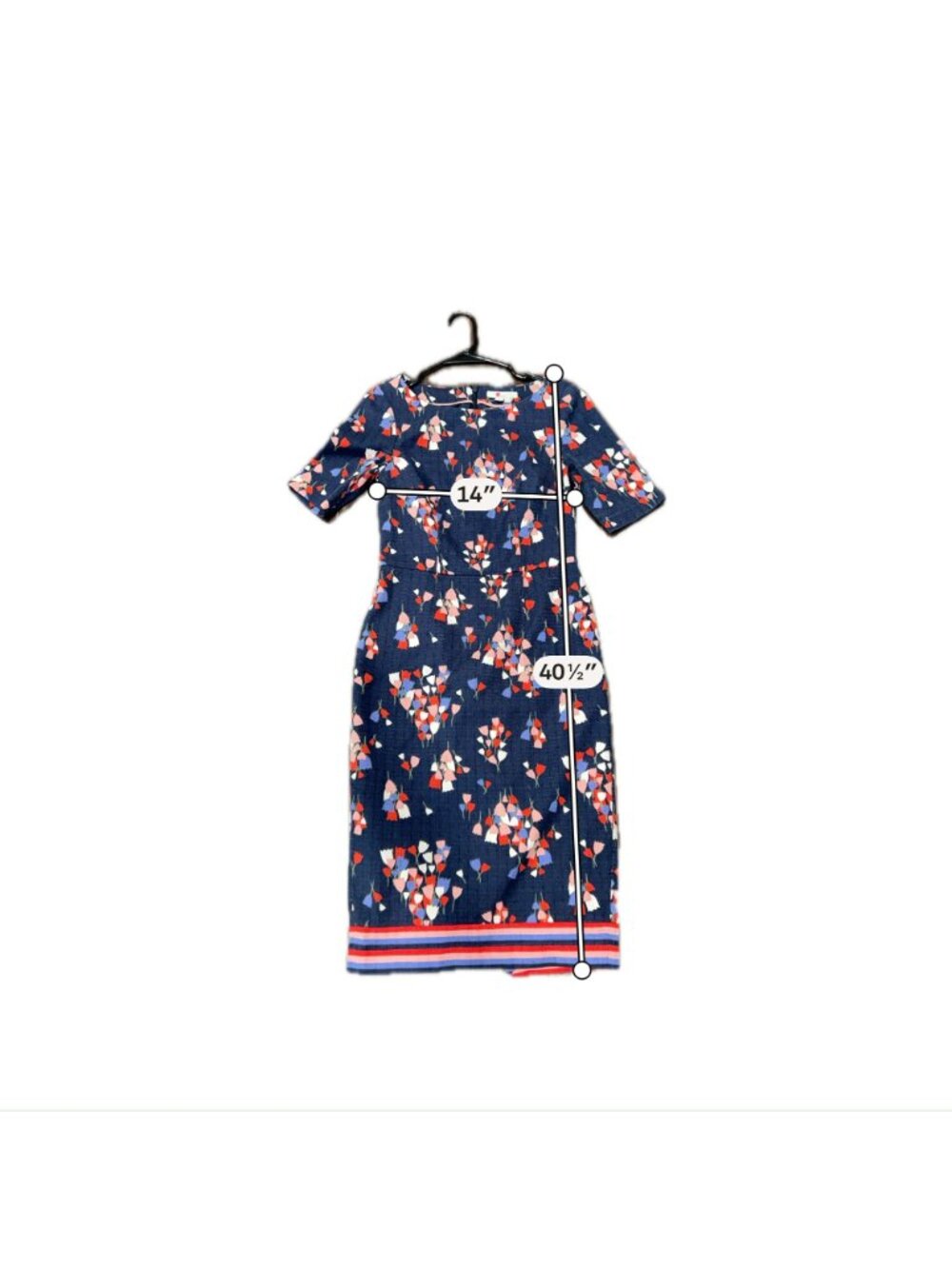 Boden 6 Navy Tulip Textured Sheath Dress Half Sleeves Cottagecore Boho Chic - Picture 8 of 12